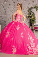 Load image into Gallery viewer, 3-D Flower Jewel Sheer Corset Bodice Mesh Ball Gown