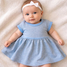 Load image into Gallery viewer, short sleeve twirl dress | periwinkle colorblock
