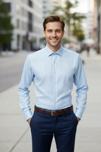 Load image into Gallery viewer, "Jamison" Blue Twill Spread Collar Dress Shirt