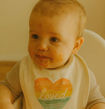 Load image into Gallery viewer, graphic bib | loved rainbow heart