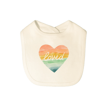 Load image into Gallery viewer, graphic bib | loved rainbow heart