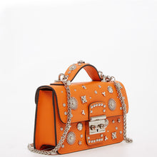 Load image into Gallery viewer, Studded Small Leather Crossbody Bag Orange Purse Cute Handbag Women's Handbag