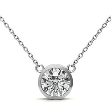 Load image into Gallery viewer, 2.00 CTW AGI Certified Round Brilliant Lab Grown Diamond Bezel Pendant in 14K White or Yellow Gold