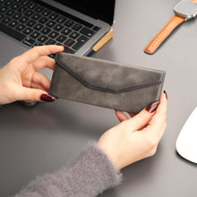 Load image into Gallery viewer, Triangle Leather Glasses Case – Vintage Eyewear Holder