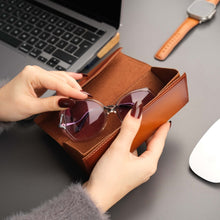 Load image into Gallery viewer, Triangle Leather Glasses Case – Vintage Eyewear Holder