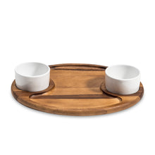 Load image into Gallery viewer, Charcuterie Board with 2 Ceramic Dishes 15" x 12"