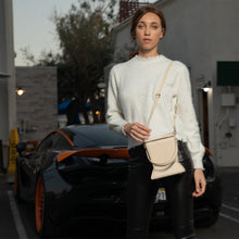 Load image into Gallery viewer, Cream Leather Bucket Bag Off White Unique Leather Crossbody Purse Women's Handbag