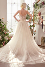 Load image into Gallery viewer, Floral Lace V-Neck Bridal Ball Gown with Tulle Skirt