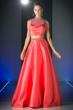 Load image into Gallery viewer, Beaded 2 Piece Satin A - Line Dress
