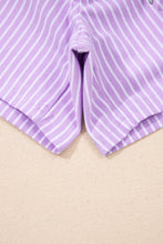 Load image into Gallery viewer, Sky Blue Stripe Dolman Sleeve Polo Shirt and Drawstring Shorts Set
