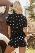 Load image into Gallery viewer, Yellow Exposed Seam Detail Polka Dot Loose Tee Drawstring Shorts Set
