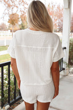 Load image into Gallery viewer, Jet Stream Textured Patched Pocket Short Sleeve Top Drawstring Shorts Set
