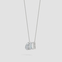 Load image into Gallery viewer, AGI Certified Lab-Grown Emerald-Cut &amp; Pear Diamond Two-Stone Pendant in 14K White Gold – Choice of 1ctw or 2ctw

