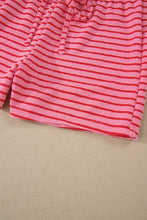Load image into Gallery viewer, Rose Stripe Side Split Knit Tee Drawstring Shorts Set
