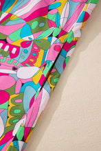 Load image into Gallery viewer, Pink Abstract Printed Lantern Sleeve Buttoned Mini Dress
