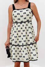 Load image into Gallery viewer, White Bow Knot Color Contrast Trim Knotted Shoulder Mini Dress
