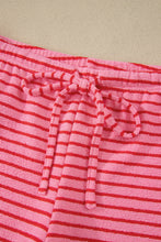 Load image into Gallery viewer, Rose Stripe Side Split Knit Tee Drawstring Shorts Set
