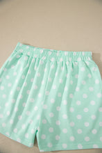 Load image into Gallery viewer, Pink Polka Dot Print Color Block Trim Mock Neck Short Set

