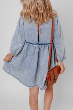 Load image into Gallery viewer, Beau Blue Light Wash High Waist Loose Fit Denim Mini Dress
