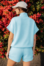 Load image into Gallery viewer, Myosotis Half Zip High Neck Tee Athleisure Short Set
