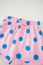 Load image into Gallery viewer, Beige Polka Dot Print V Neck Tee Short Set
