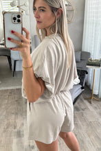 Load image into Gallery viewer, Light Blue Solid Color Puffy Loose Top Drawstring Shorts 2pcs Outfit
