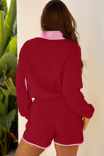 Load image into Gallery viewer, Yellow Color Block Patchwork Half Button Pullover and Shorts 2pcs Outfit
