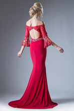 Load image into Gallery viewer, Beaded Belt Lace Bodice Stretch Knit Sheath Dress
