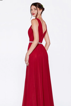 Load image into Gallery viewer, A-Line Chiffon Gown With V-Neckline and Beaded Belt
