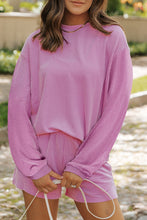 Load image into Gallery viewer, Chestnut Corded Knit Long Sleeve Top and High Waist Shorts Set
