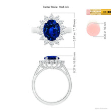 Load image into Gallery viewer, Princess Diana Inspired 3.00CTW AGI Certified G/VS Lab-Grown Sapphire and Diamond Halo Ring in 14K White Gold
