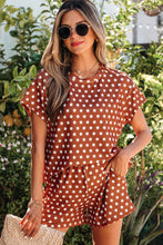 Load image into Gallery viewer, Brown Polka Dot Print Short Set
