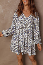 Load image into Gallery viewer, Multicolour Leopard Print V Neck Button Detail Long Sleeve Mini Dress
