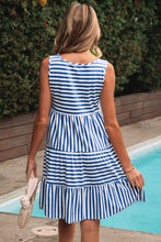 Load image into Gallery viewer, Black Stripe U Neck Sleeveless Loose Fit Mini Dress
