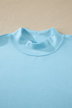 Load image into Gallery viewer, Yellow Cream Solid Color Exposed Seam Mock Neck Oversize Tee Casual Shorts 2pcs Outfit
