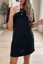 Load image into Gallery viewer, Black Bow Decor Backless Short Sleeve Shift Mini Dress
