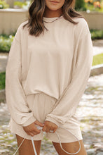 Load image into Gallery viewer, Chestnut Corded Knit Long Sleeve Top and High Waist Shorts Set
