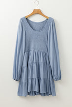 Load image into Gallery viewer, Ashleigh Blue Long Sleeve V Neck Smocked Tiered Mini Dress

