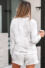 Load image into Gallery viewer, Beige Maple Camo Print Pullover Top and Elastic Waist Casual Short Set
