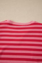 Load image into Gallery viewer, Pink Stripe Puff Short Sleeve T Shirt Matching Shorts Set
