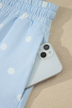 Load image into Gallery viewer, Yellow Exposed Seam Detail Polka Dot Loose Tee Drawstring Shorts Set
