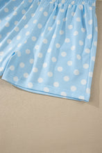 Load image into Gallery viewer, Pink Polka Dot Print Color Block Trim Mock Neck Short Set
