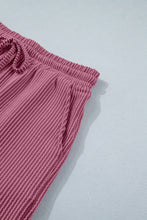 Load image into Gallery viewer, Pitaya Pink Twisted Ribbed Loose Tee Drawstring Elastic Waist 2pcs Short Set

