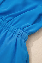 Load image into Gallery viewer, Blue Half Buttons Collared Elastic Waist Sleeveless Shirt Dress

