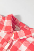 Load image into Gallery viewer, Pink Oversized Plaid Puff Sleeve Round Hem Shirt Dress
