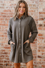 Load image into Gallery viewer, Simply Taupe Waffle Knit Shirt Tunic Dress
