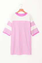 Load image into Gallery viewer, Phalaenopsis Striped Patchwork Three Quarters Sleeve Loose Mini Dress
