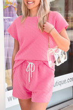 Load image into Gallery viewer, Light Green Checkered Textured Tee and Drawstring Shorts
