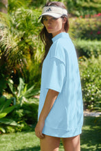 Load image into Gallery viewer, Yellow Cream Solid Color Exposed Seam Mock Neck Oversize Tee Casual Shorts 2pcs Outfit
