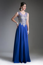 Load image into Gallery viewer, A-Line Chiffon Gown With Lace Embellished Bodice.
